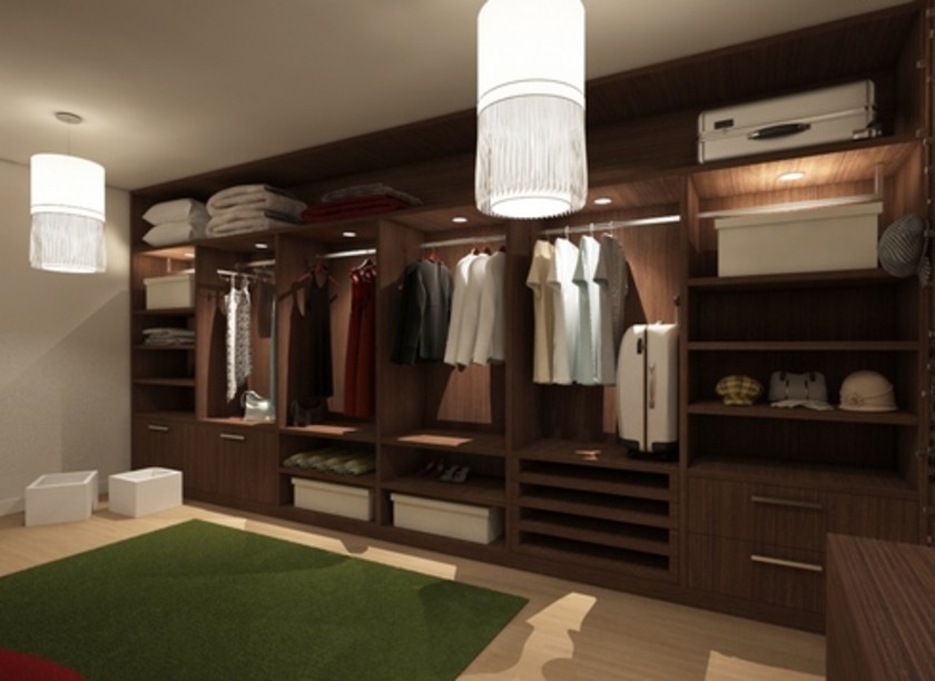 Классическая гардеробная комната из массива с подсветкой Элиста