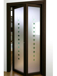 Складные двери гармошка с матовым стеклом Элиста